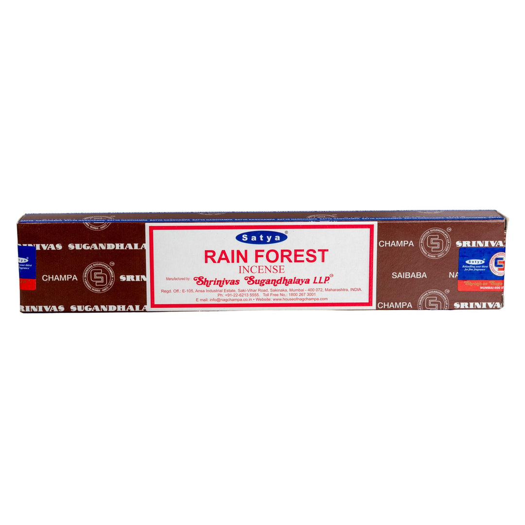 Box of Satya Rain Forest incense on a white background - Up N Smoke