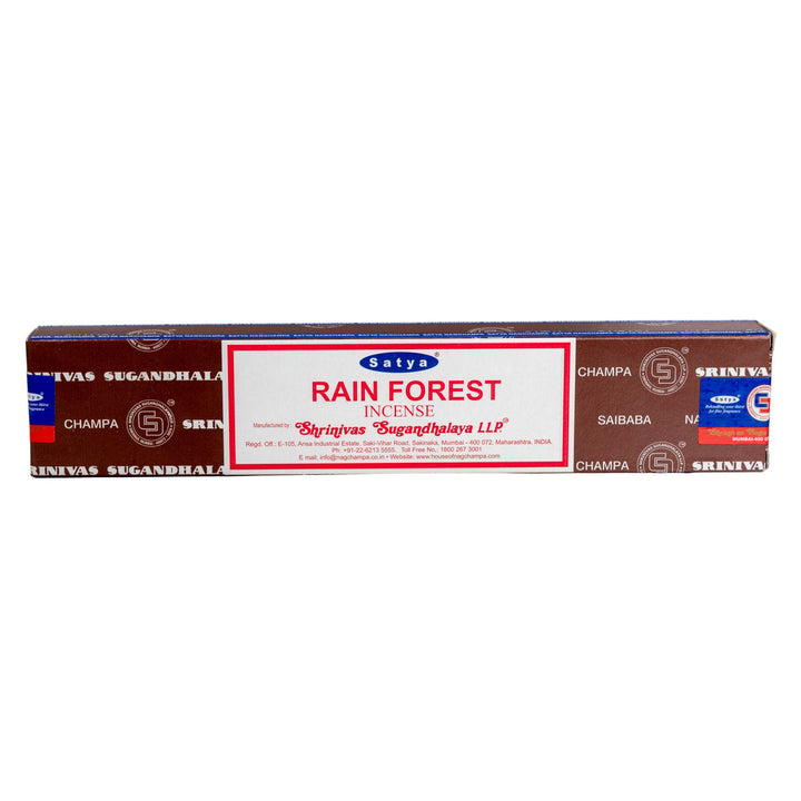 Box of Satya Rain Forest incense on a white background - Up N Smoke