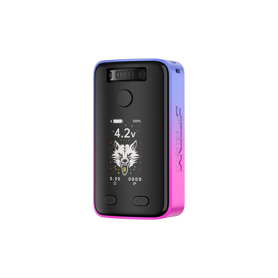 "A purple and pink gradient Yocan WULF Uni 3.0 510 Cartridge Battery on a white background," - Up N Smoke.