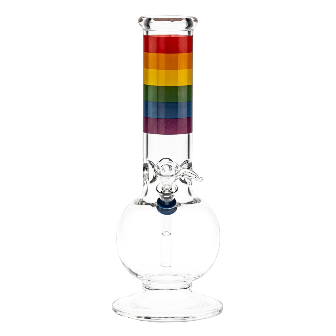 Rainbow Flare Bubble Water Pipe front angle displayed on a white background - Up N Smoke
