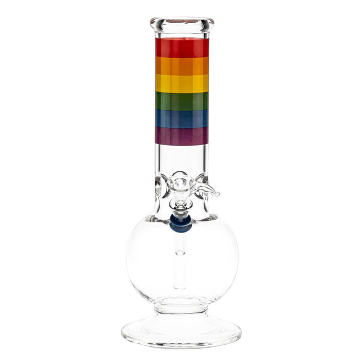 Rainbow Flare Bubble Water Pipe front angle displayed on a white background - Up N Smoke