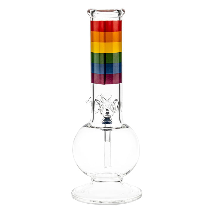 Rainbow Flare Bubble Water Pipe back angle displayed on a white background - Up N Smoke