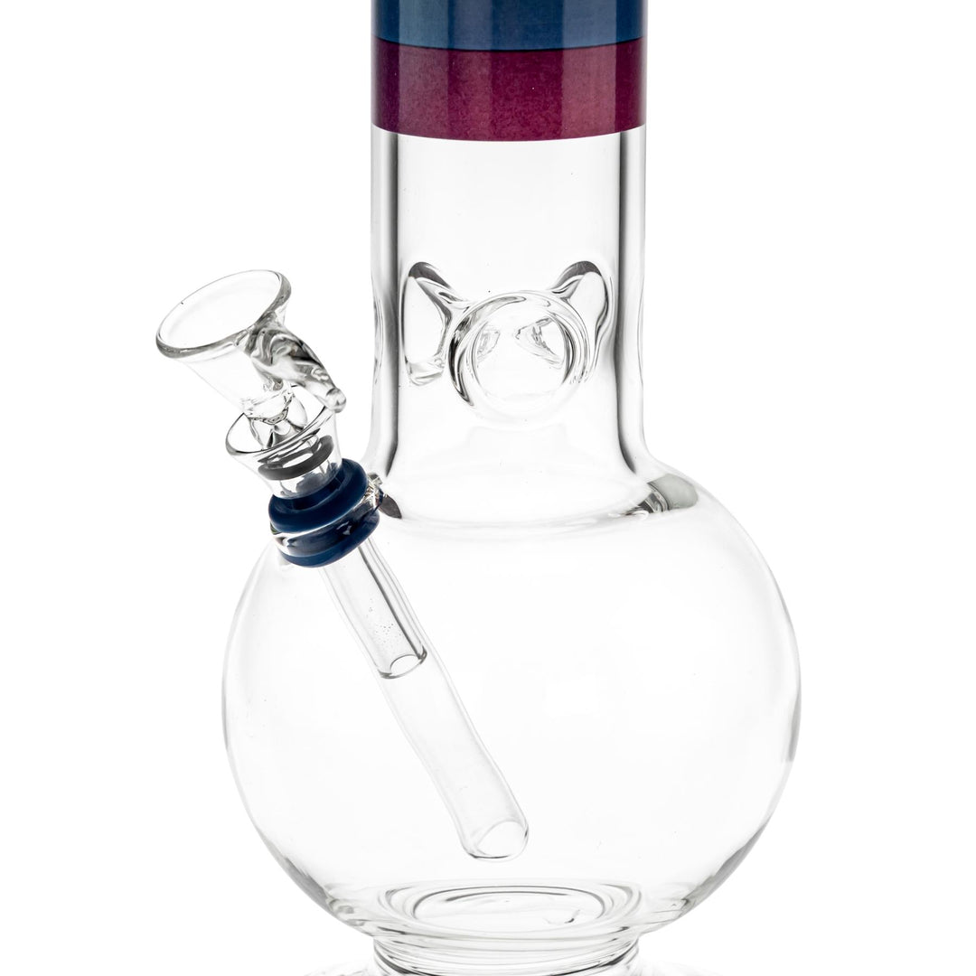 Rainbow Flare Bubble Water Pipe close up angle displayed on a white background - Up N Smoke