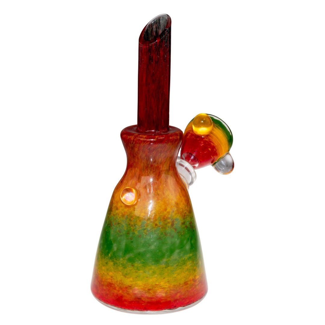 "Backside view of a Rasta Water Pipe, showcasing the genuine opal," - Up N Smoke.