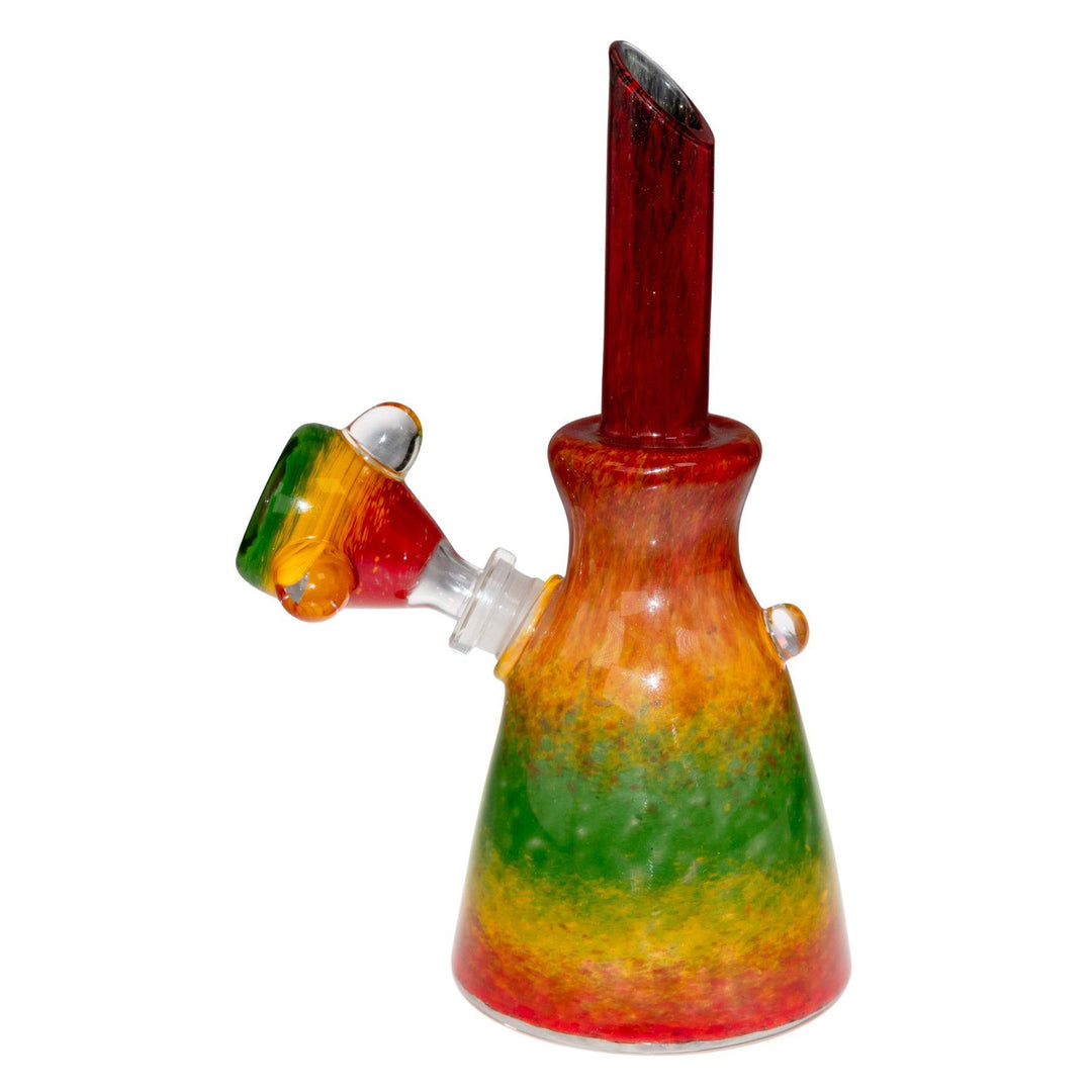 "Right-side view of a 6'' Rasta Water Pipe on a white background," - Up N Smoke.
