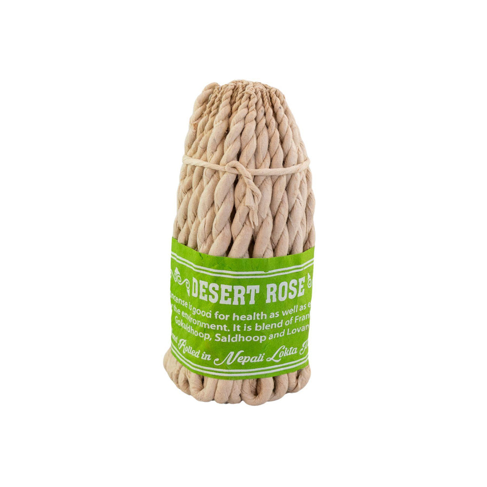 "Desert Rose Rope Incense Bundle on a white background," - Up N Smoke.