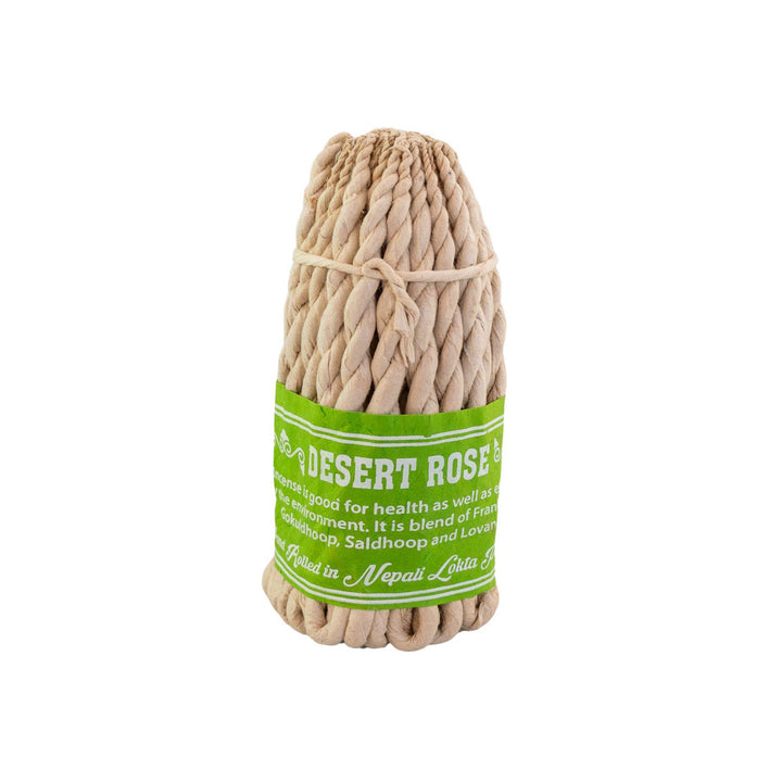 "Desert Rose Rope Incense Bundle on a white background," - Up N Smoke.