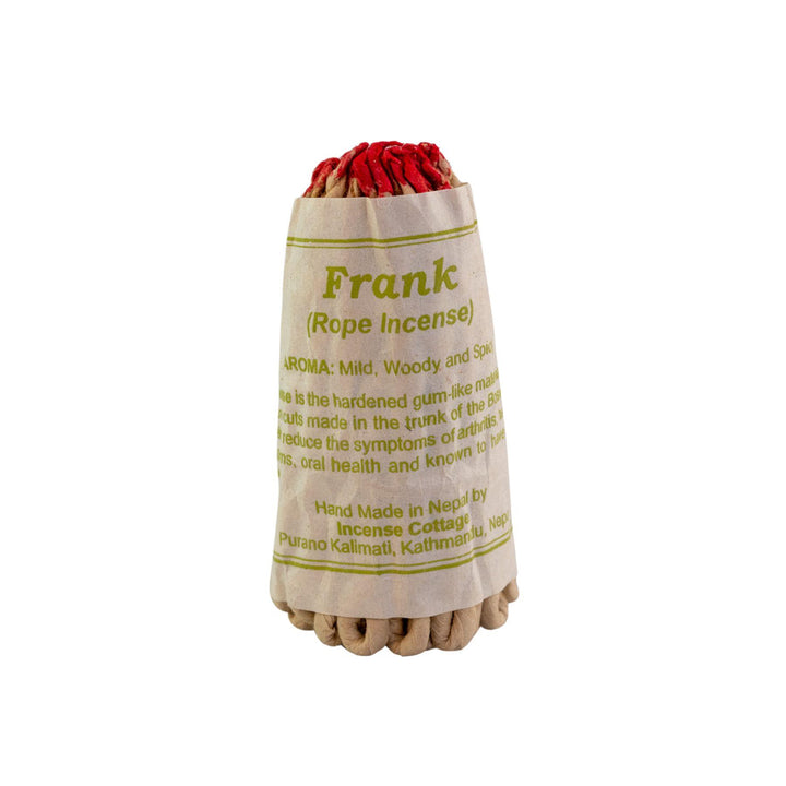 "Frankincense Rope Incense Bundle with red tips on a white background," - Up N Smoke.
