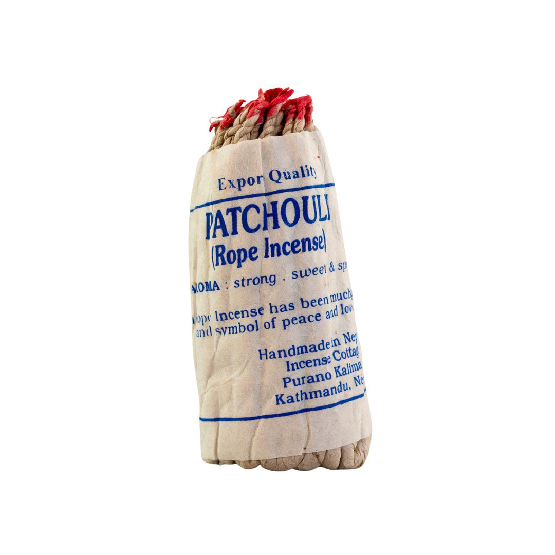 "Bundle of Patchouli Rope Incense on a white background," - Up N Smoke. 