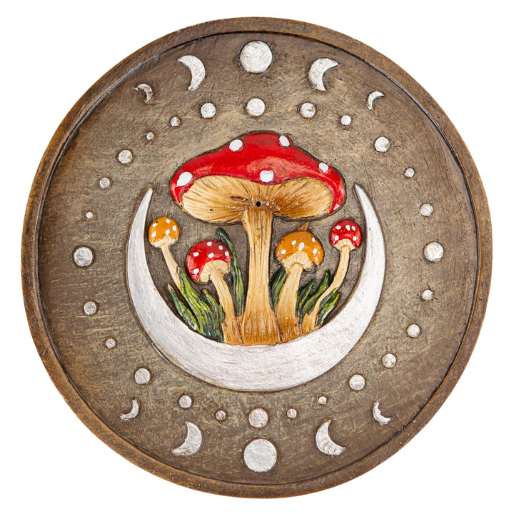 Round Mushroom Incense Burner on a white background top angle studio photo - Up N Smoke