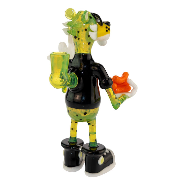 "Backside of a Rude Boy Glass Chester Rig on a white background," - Up N Smoke.
