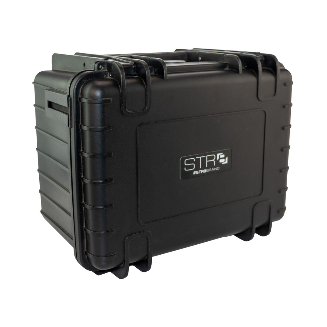 "Black hard-shell case with STRT logo on a white background," - Up N Smoke.