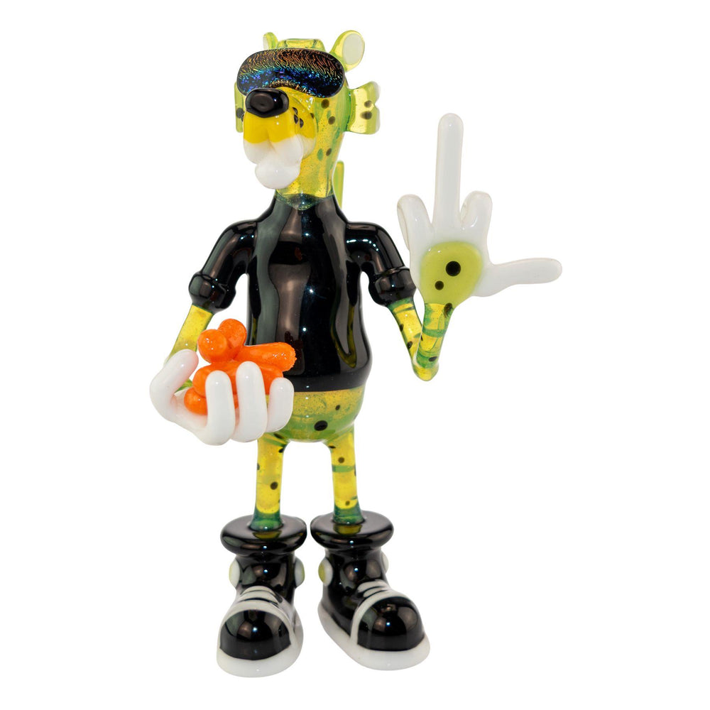"Front of a Rude Boy Glass Chester Rig that stands at eight inches tall and features a diffused inline percolator on a white background," - Up N Smoke.