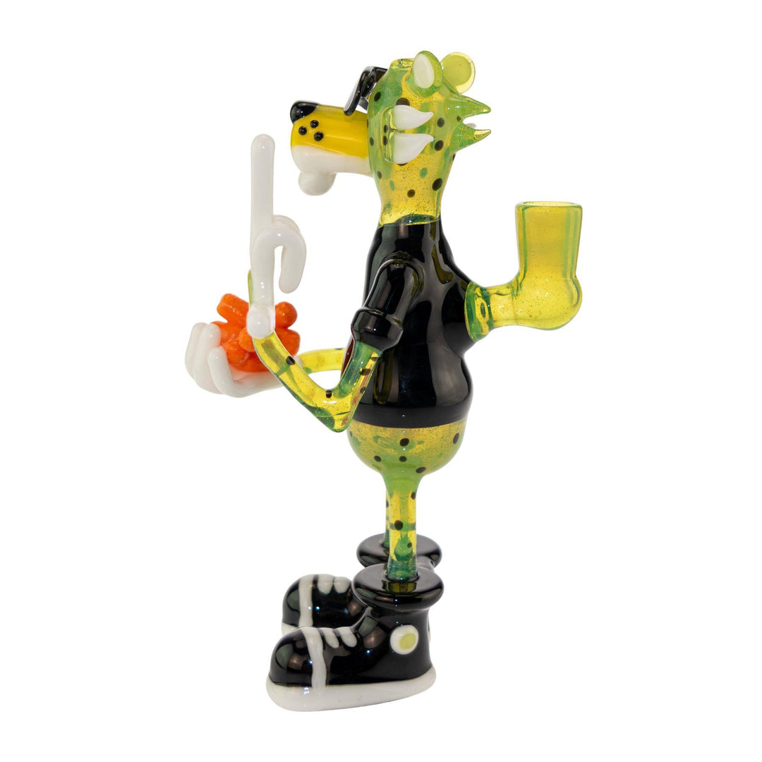 "Left side of a Rude Boy Glass Chester Rig on a white background," - Up N Smoke.
