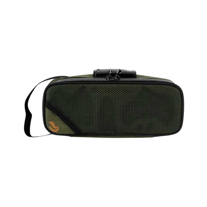 "Front view of a green SK9 Medium Sidekick Smell-Proof Bag." - Up N Smoke.