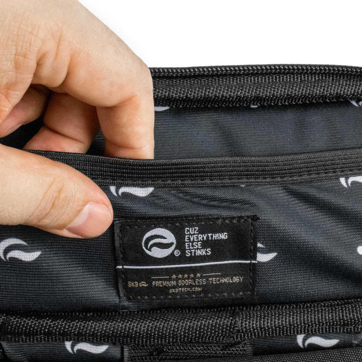 "A photograph showing the interior pocket of a medium SK9 Smell-Proof Sidekick Bag."  Up N Smoke.