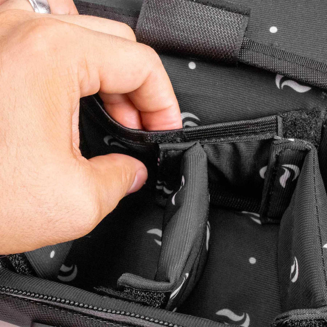 "A studio shot showcasing the interior pocket of the SK9 Sidekick Smell-Proof Bag." - Up N Smoke.