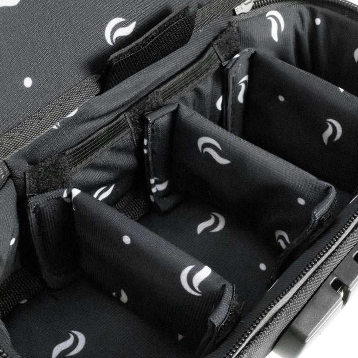 "A close-up shot showing the interior Velcro dividers of the SK9 Medium Sidekick Smell-Proof Bag." - Up N Smoke.