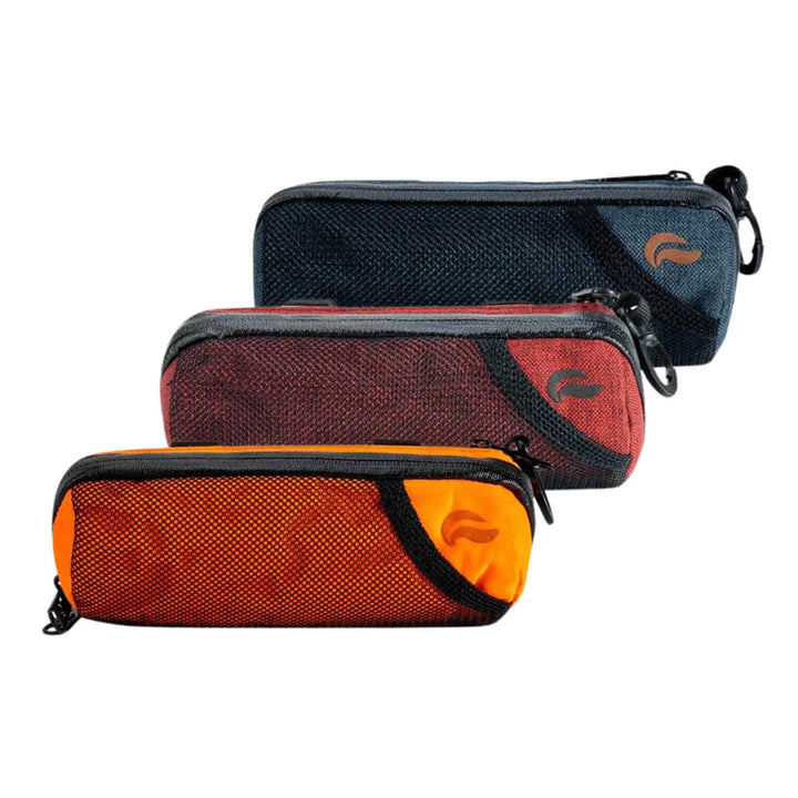 "A graphic showing three variations of the Warrior Smell-Proof Bag by SK9. This bag features a secure zipper closure and a minimalist exterior, ideal for discreet storage." - Up N Smoke.