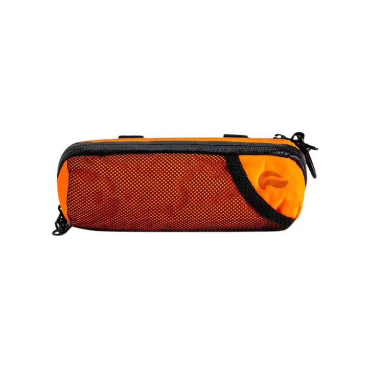 "A frontal photograph of an Orange Mini Warrior Smell-Proof Bag." - Up N Smoke.