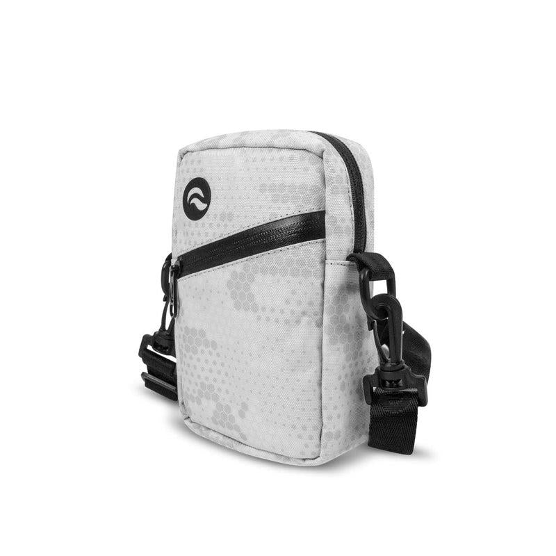 Skunk Bag Slide Mini Cross Body Smell Proof Bag White Skewed Front Angle - Up N Smoke