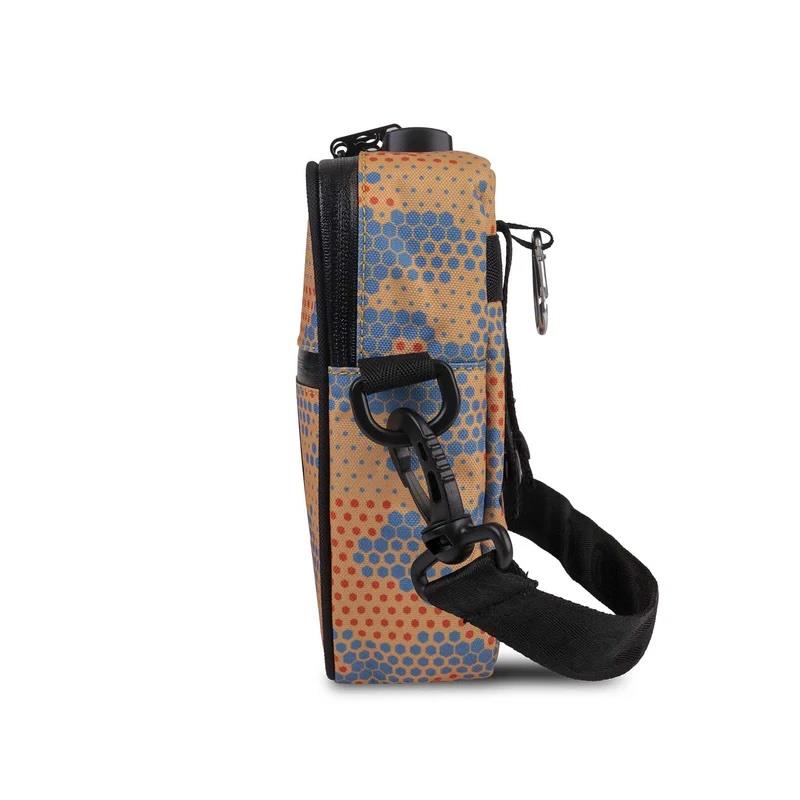 Skunk Bags Slide W/Lock Crossbody Smell Proof Bag Tangerine Camo Side Angle - Up N Smoke