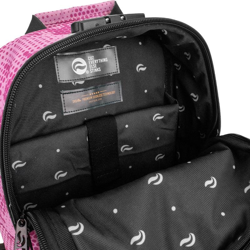 Skunk Brand Urban 2.0 Smell Proof Backpack Inside pocket details with skunk branding - Up N Smoke