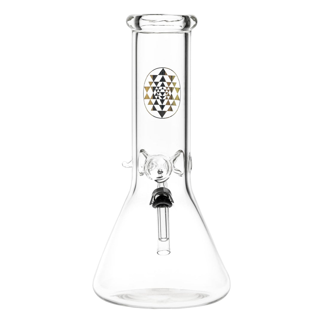 Sacred Geometry Beaker back angle displayed on a white background - Up N Smoke