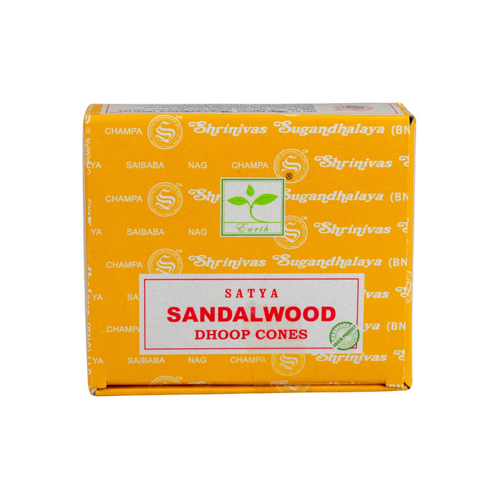 Box of Satya Sandalwood Dhoop Cones on a white background