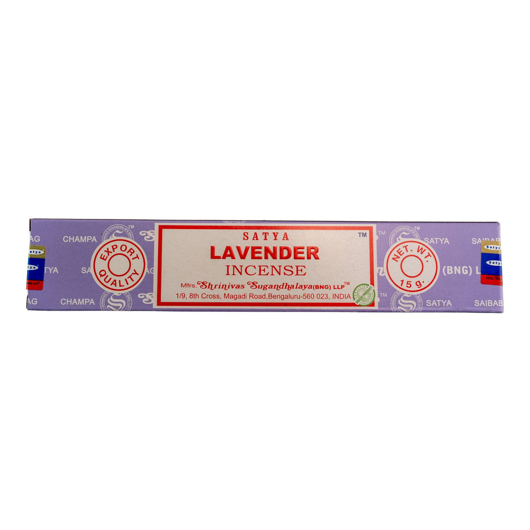 Box of Satya Lavender incense on a white background - Up N Smoke