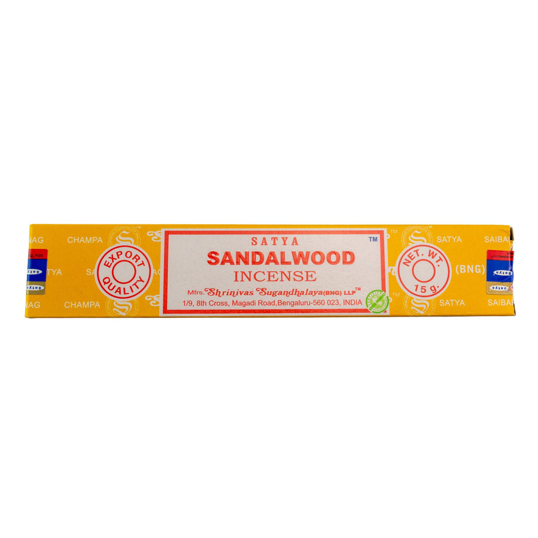 Box of Satya Sandalwood incense on a white background - Up N Smoke