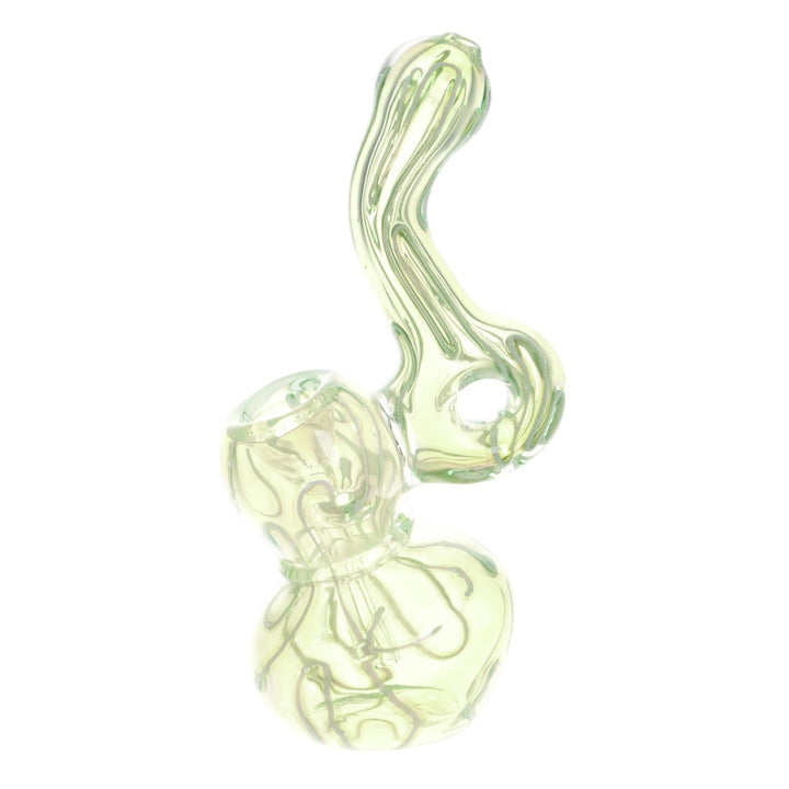 Sherlock Curved Fumed Bubbler light green color left angle on a white background - Up N Smoke