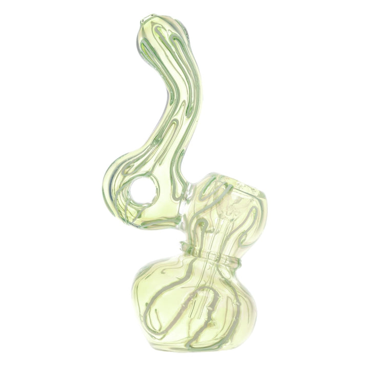 Sherlock Curved Fumed Bubbler light green color right angle on a white background - Up N Smoke
