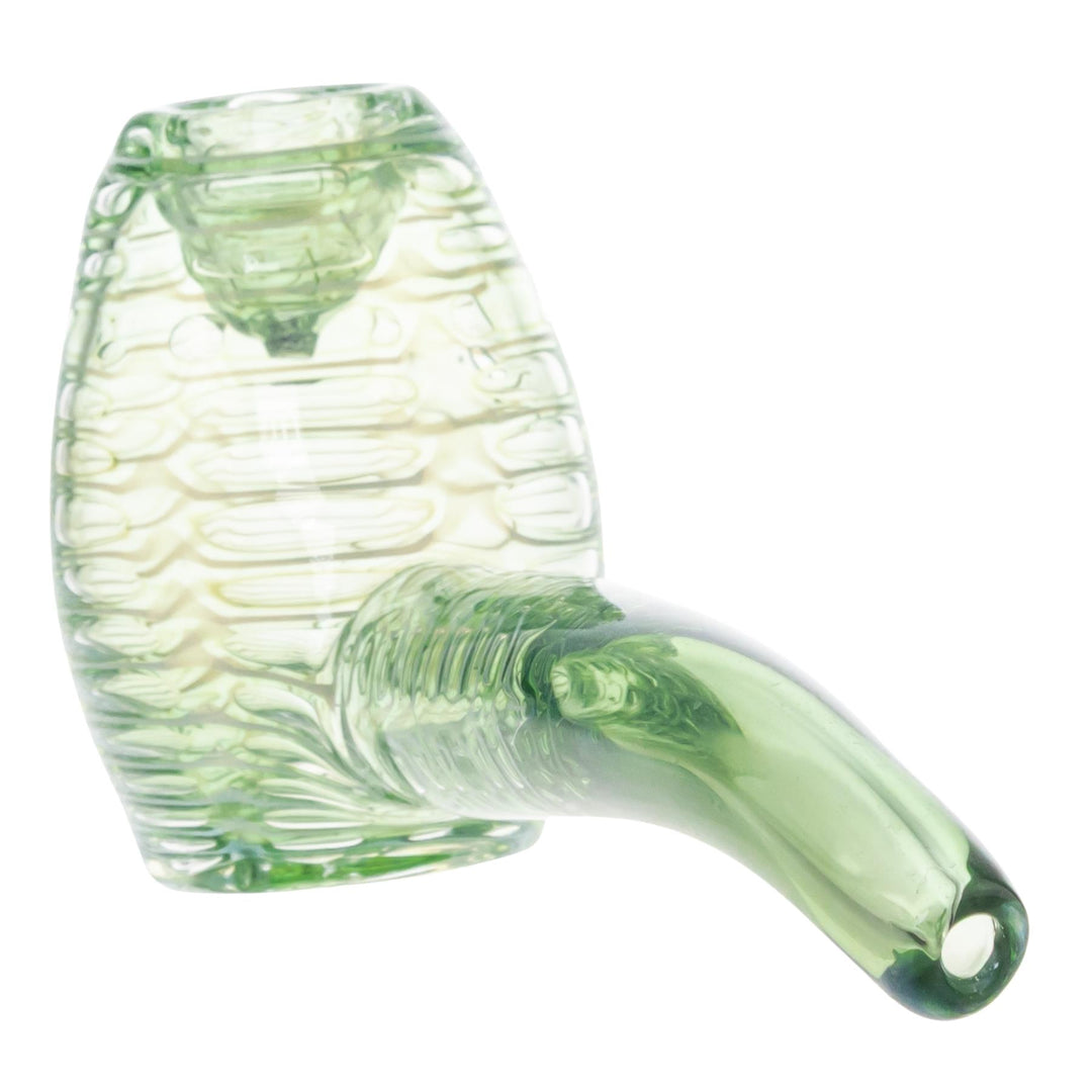 Sherlock Fumed Pipe green color mouthpiece close up on a white background - Up N Smoke