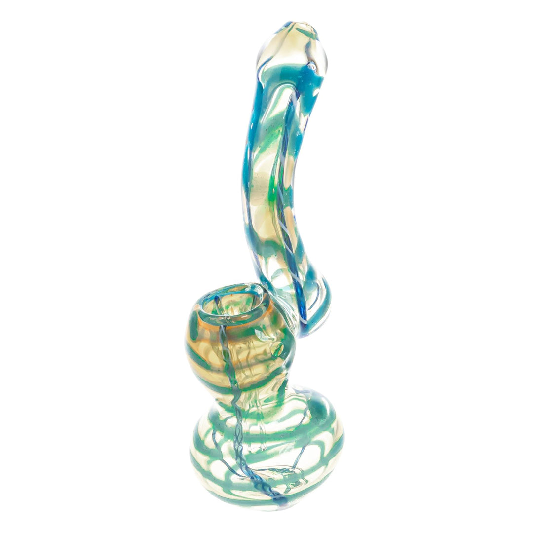 Sherlock Fumed Looped Bubbler on a white background Blue - Up N Smoke