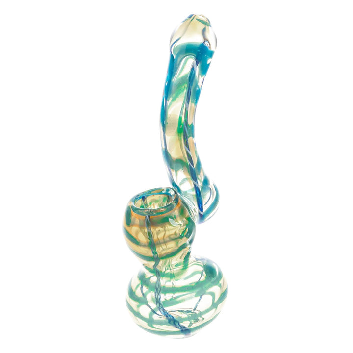 Sherlock Fumed Looped Bubbler on a white background Blue - Up N Smoke