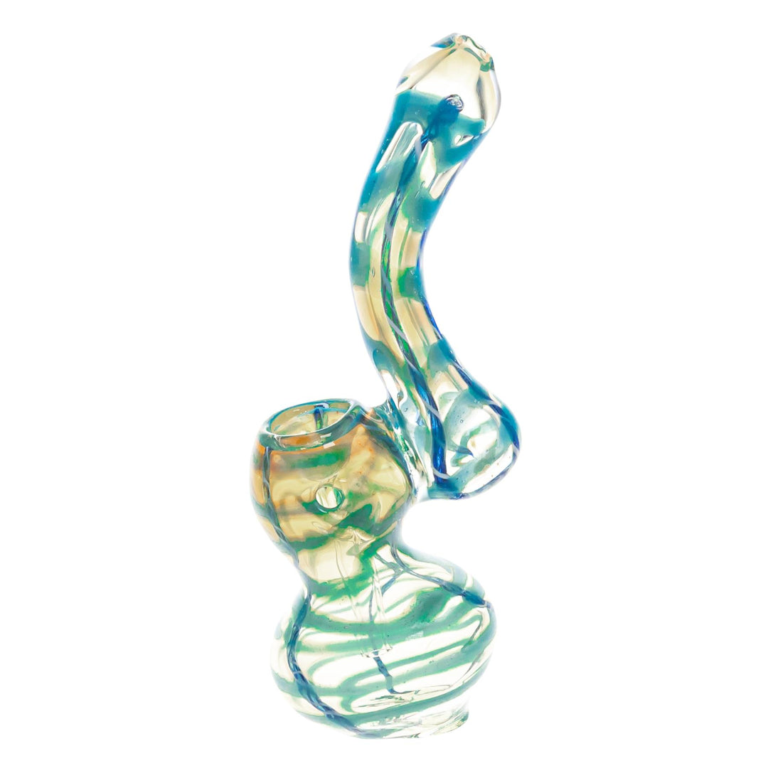 Sherlock Fumed Looped Bubbler on a white background Blue left angle - Up N Smoke