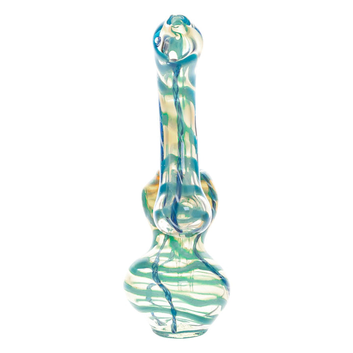 Sherlock Fumed Looped Bubbler on a white background Blue back angle - Up N Smoke