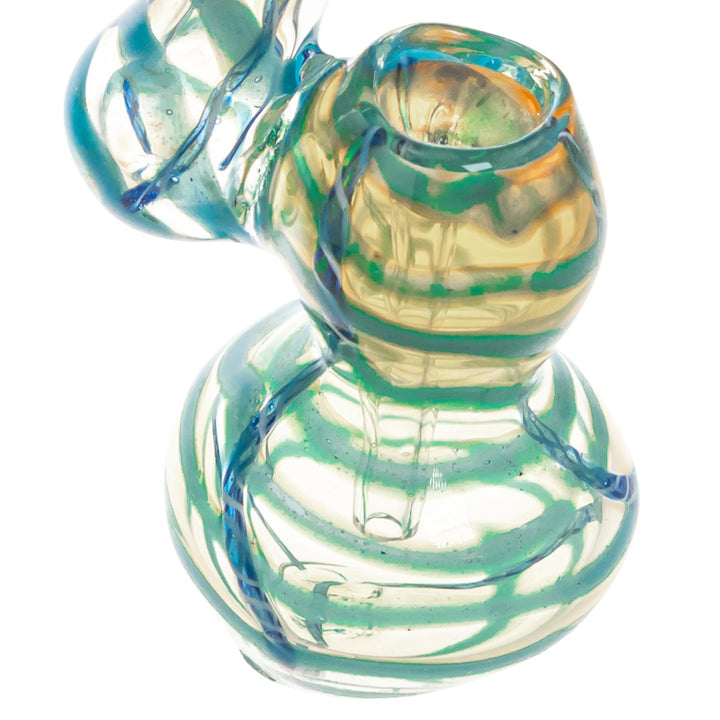 Sherlock Fumed Looped Bubbler on a white background Blue close-up angle - Up N Smoke