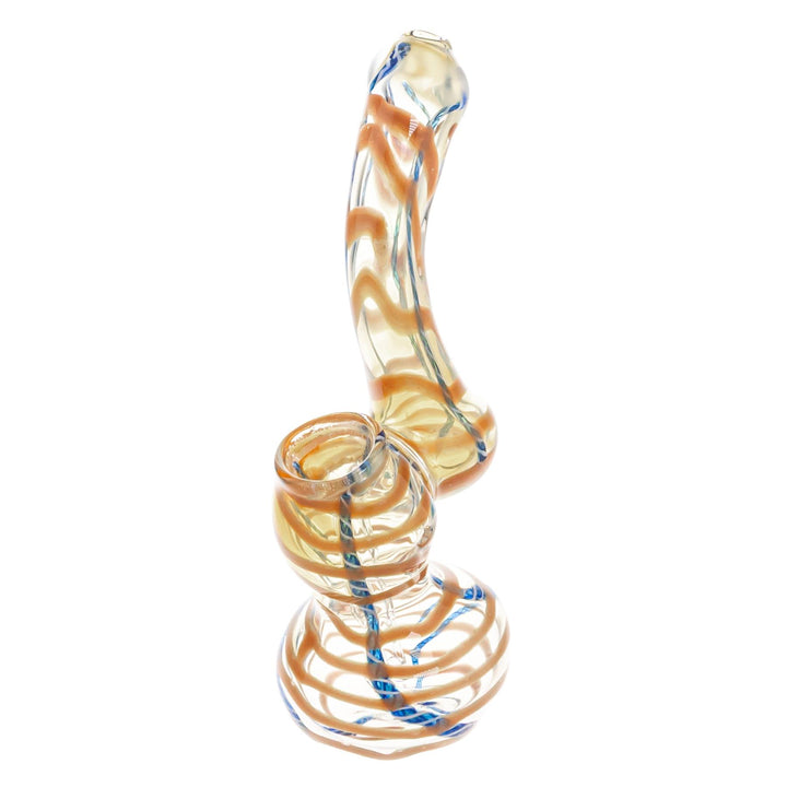 Sherlock Fumed Looped Bubbler on a white background, Brown with Blue - Up N Smoke