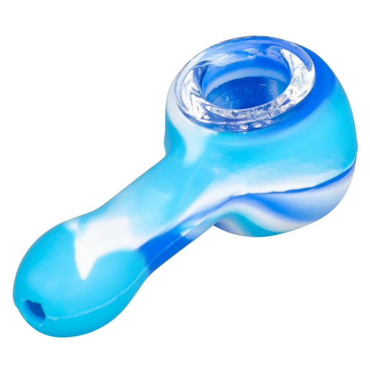 SheshGear Silicone Spoon blue color side angle photo on a white background - Up N Smoke