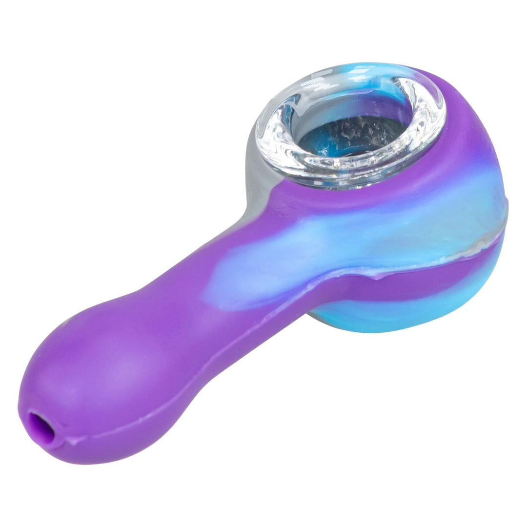 SheshGear Silicone Spoon purple with grey side angle color photo on a white background - Up N Smoke