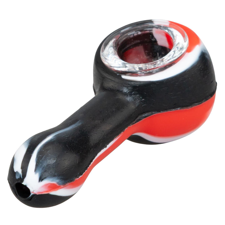 SheshGear Silicone Spoon red with black side angle color photo on a white background - Up N Smoke