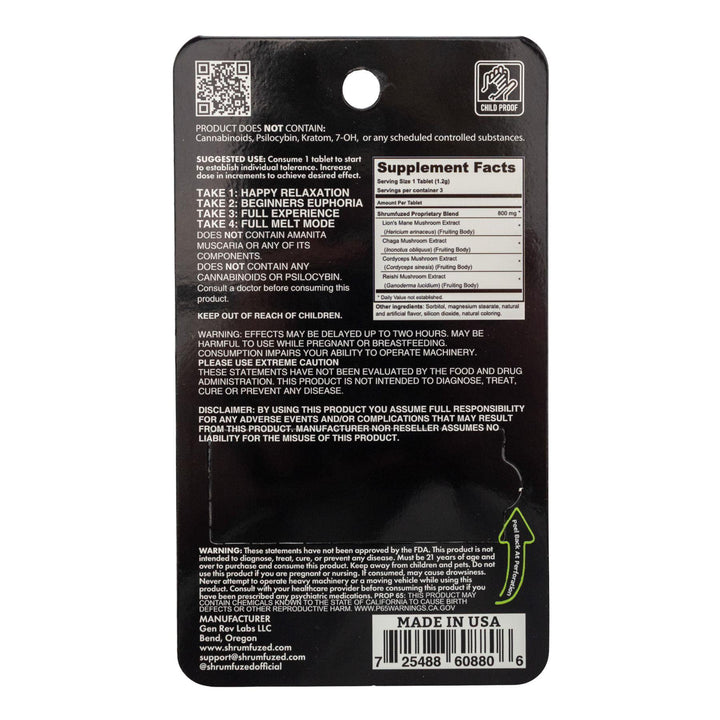 "Back label of a supplement with text and barcodes on a white background," - Up N Smoke.