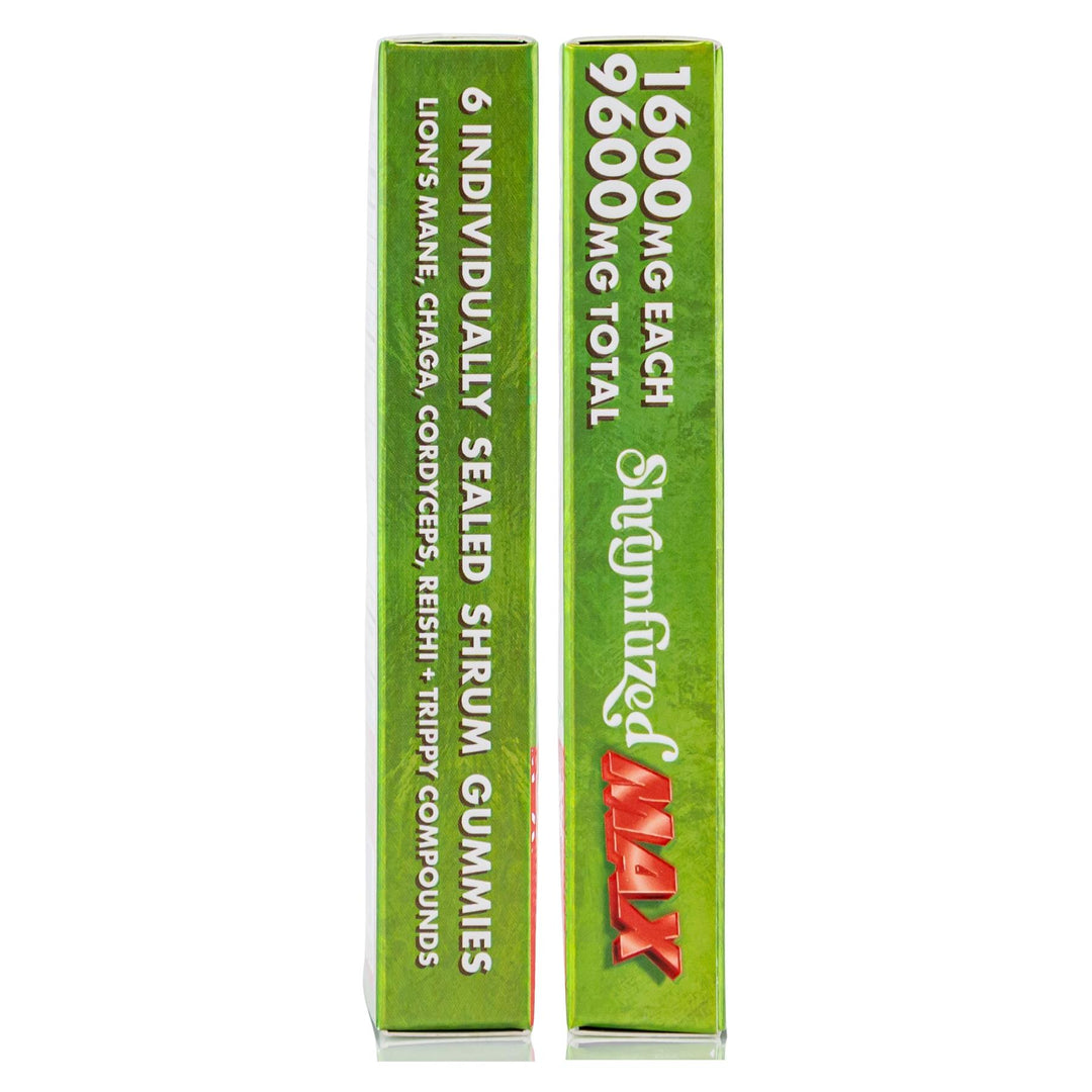 Shrumfuzed Max 9600MG Mushroom Gummies Cherry Limeade Slushee box side angles on a white background - Up N Smoke