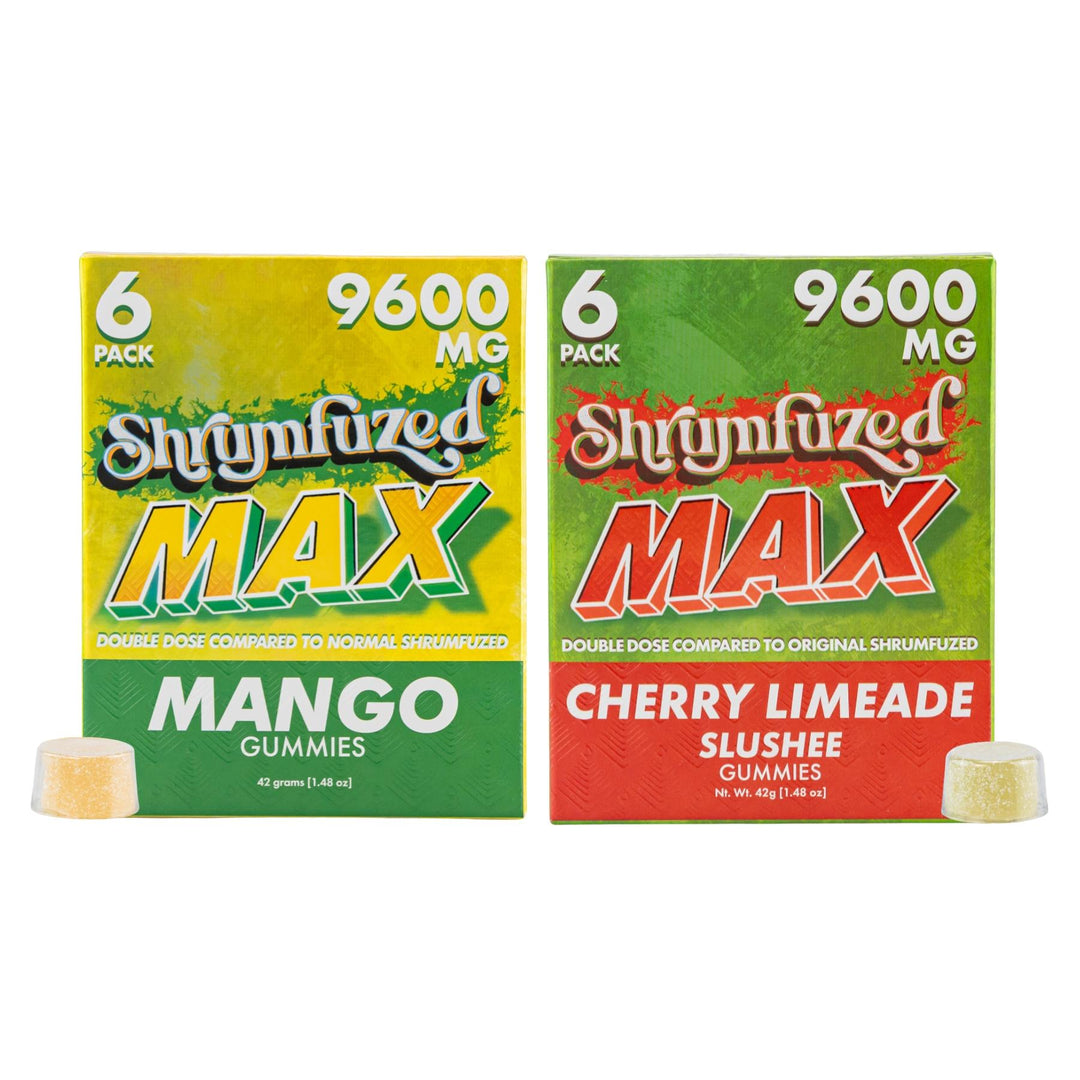 Shrumfuzed Max 9600MG Mushroom Gummies group photo on a white background - Up N Smoke