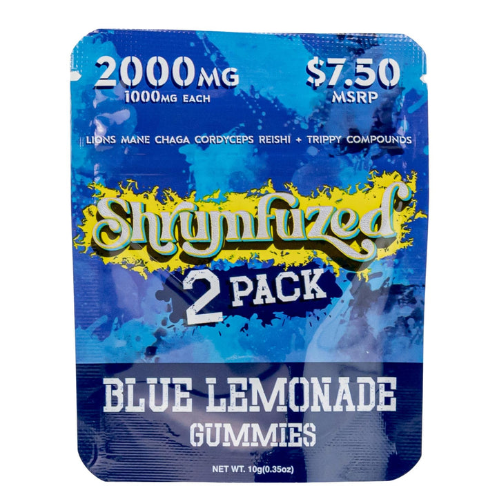Shroomfuzed Blue Lemonade Gummies 2-pack packaging on a white background - Up N Smoke