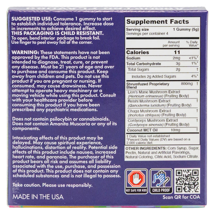 Supplement facts label on a product packaging with blue background - Up N Smoke