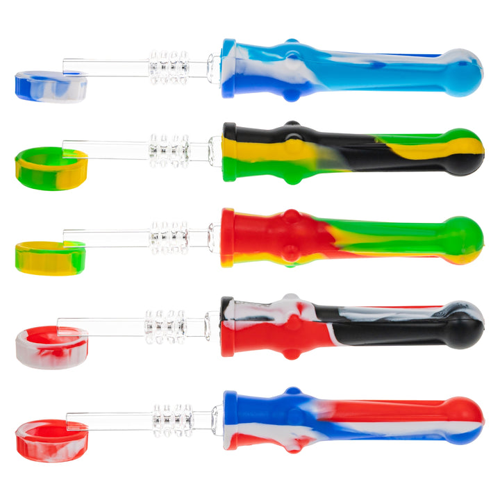 Silicone 14mm Nectar Collector group photo on a white background - Up N Smoke