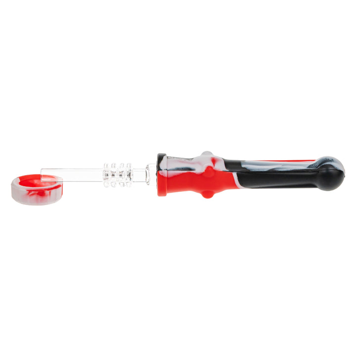 Silicone 14mm Nectar Collector red color on a white background - Up N Smoke